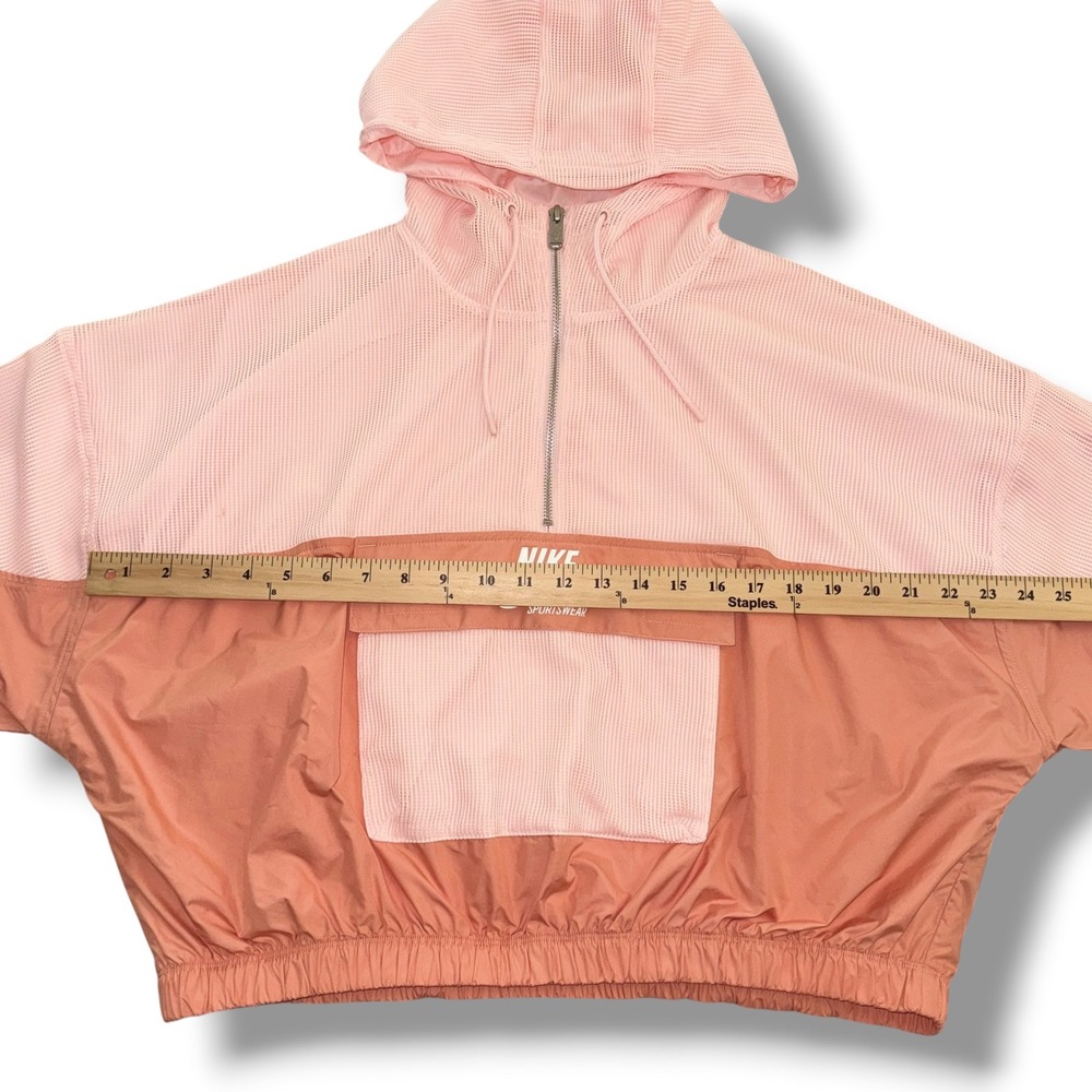 Nike Sportswear Women's M Pink Colorblock Mesh Cropped Windbreaker Half Zip - Picture 3 of 8
